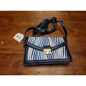 Tess Crossbody Vera Bradley Wavy Stripe Leather Blue Women's Purse Shoulder Bag